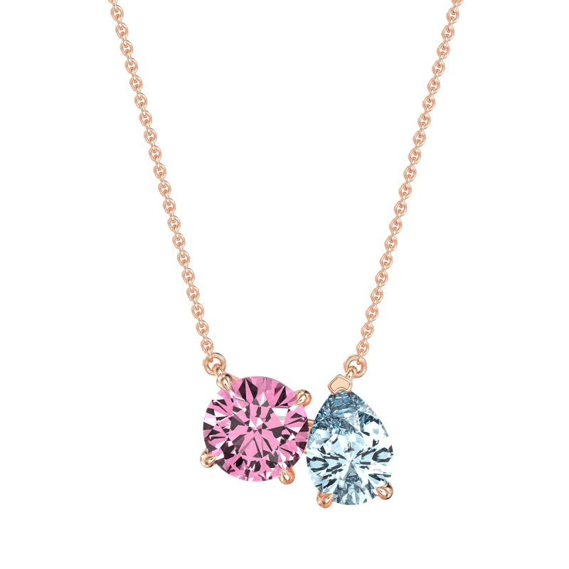 Round and Pear Toi et Moi Necklace