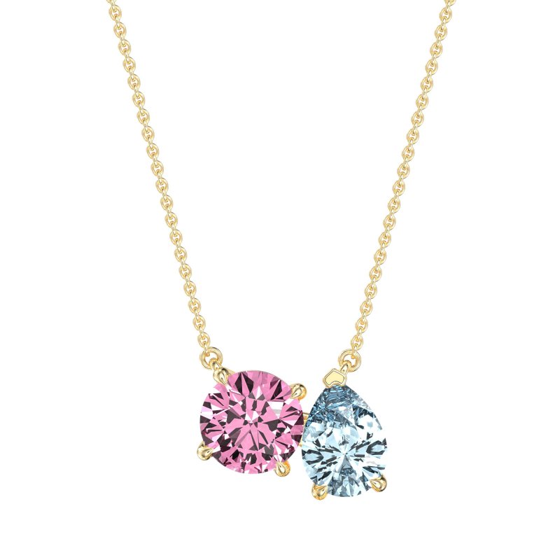 Round and Pear Toi et Moi Necklace