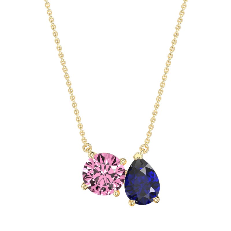 Round and Pear Toi et Moi Necklace