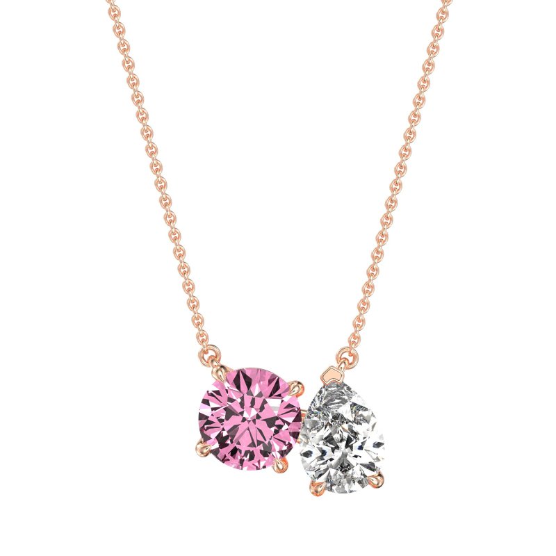 Round and Pear Toi et Moi Necklace