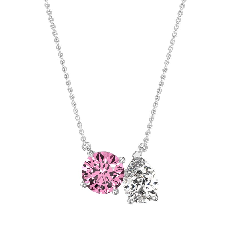 Round and Pear Toi et Moi Necklace