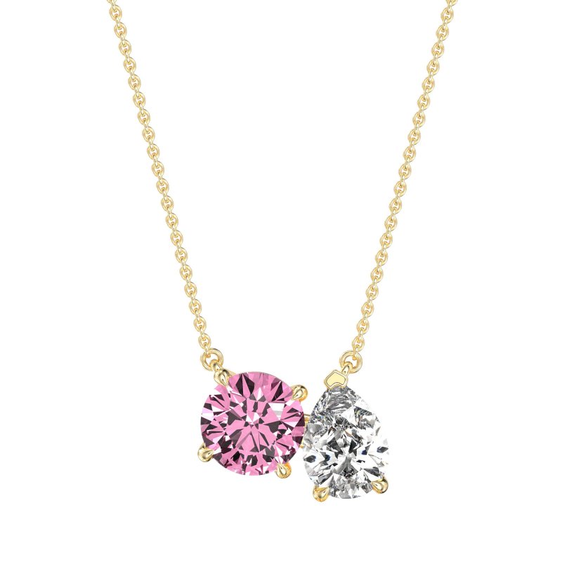 Round and Pear Toi et Moi Necklace