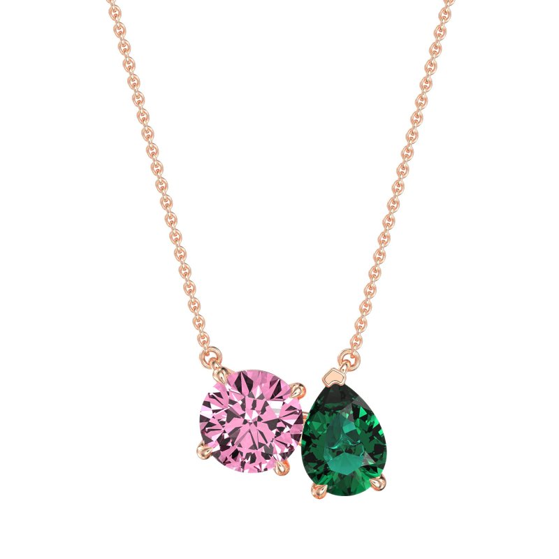 Round and Pear Toi et Moi Necklace