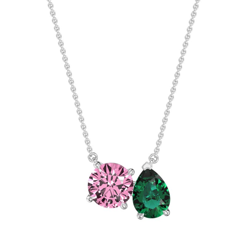 Round and Pear Toi et Moi Necklace