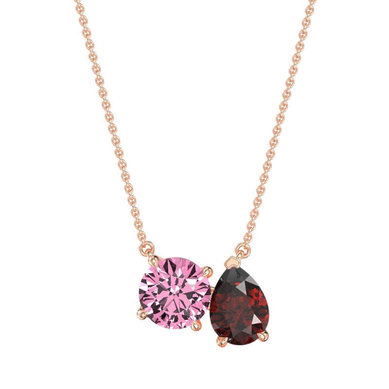 Round and Pear Toi et Moi Necklace