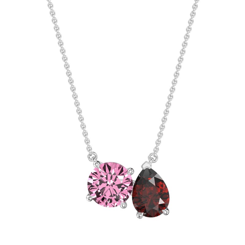 Round and Pear Toi et Moi Necklace