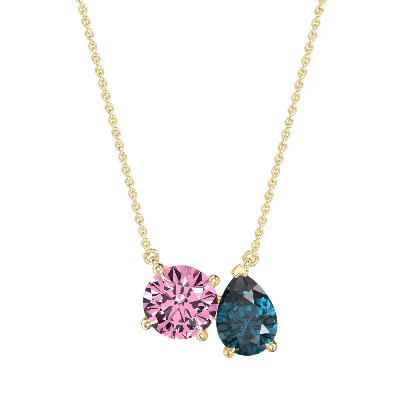 Round and Pear Toi et Moi Necklace