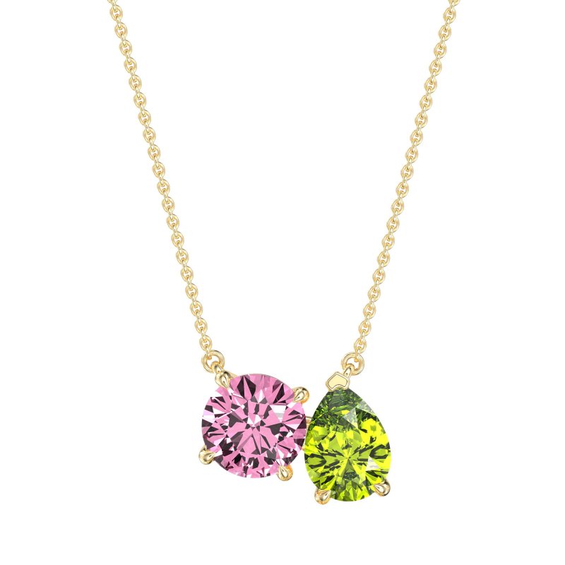 Round and Pear Toi et Moi Necklace