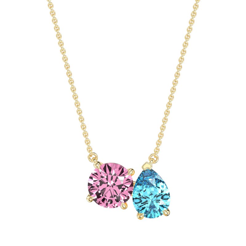 Round and Pear Toi et Moi Necklace