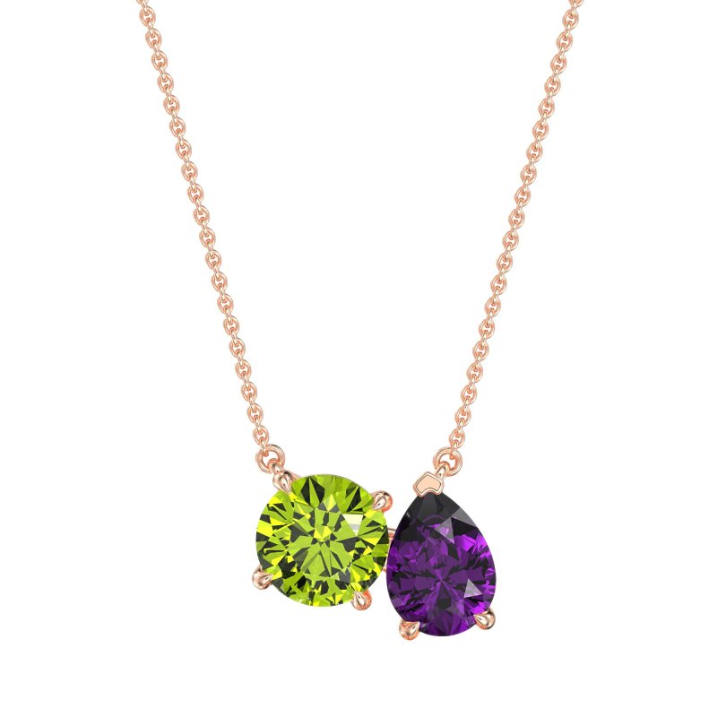Round and Pear Toi et Moi Necklace