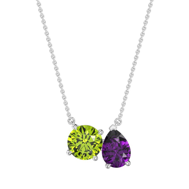 Round and Pear Toi et Moi Necklace
