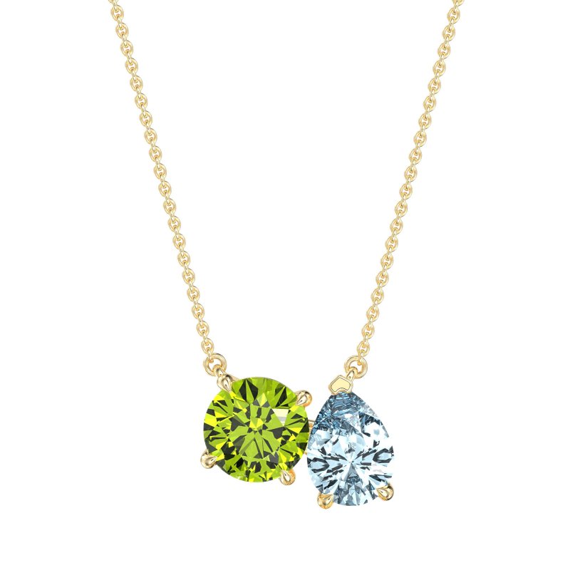 Round and Pear Toi et Moi Necklace