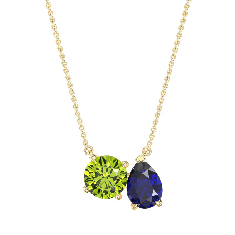 Round and Pear Toi et Moi Necklace