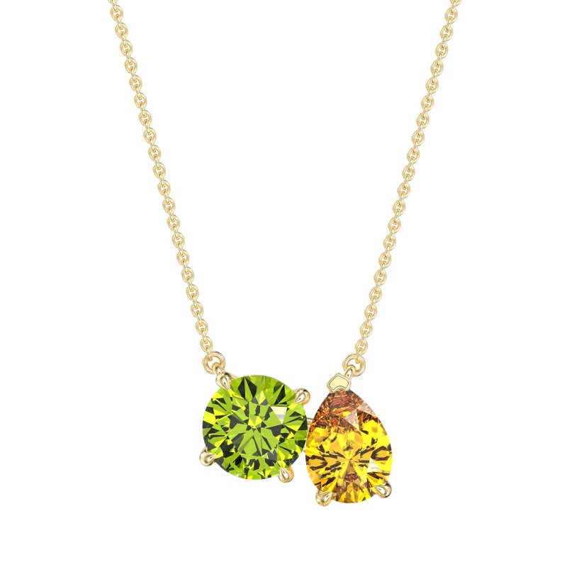 Round and Pear Toi et Moi Necklace