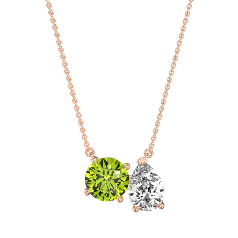 Round and Pear Toi et Moi Necklace