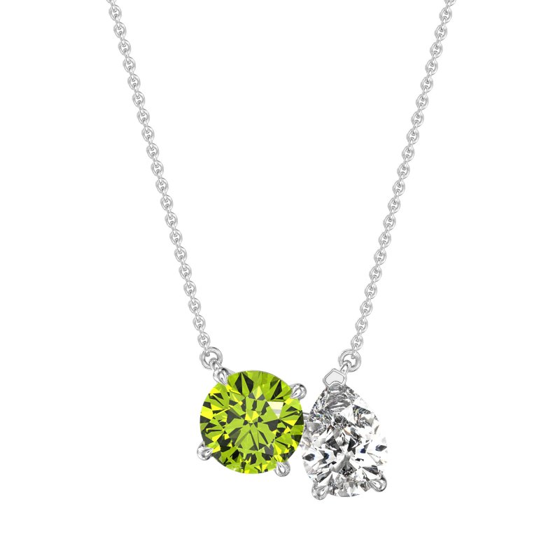 Round and Pear Toi et Moi Necklace