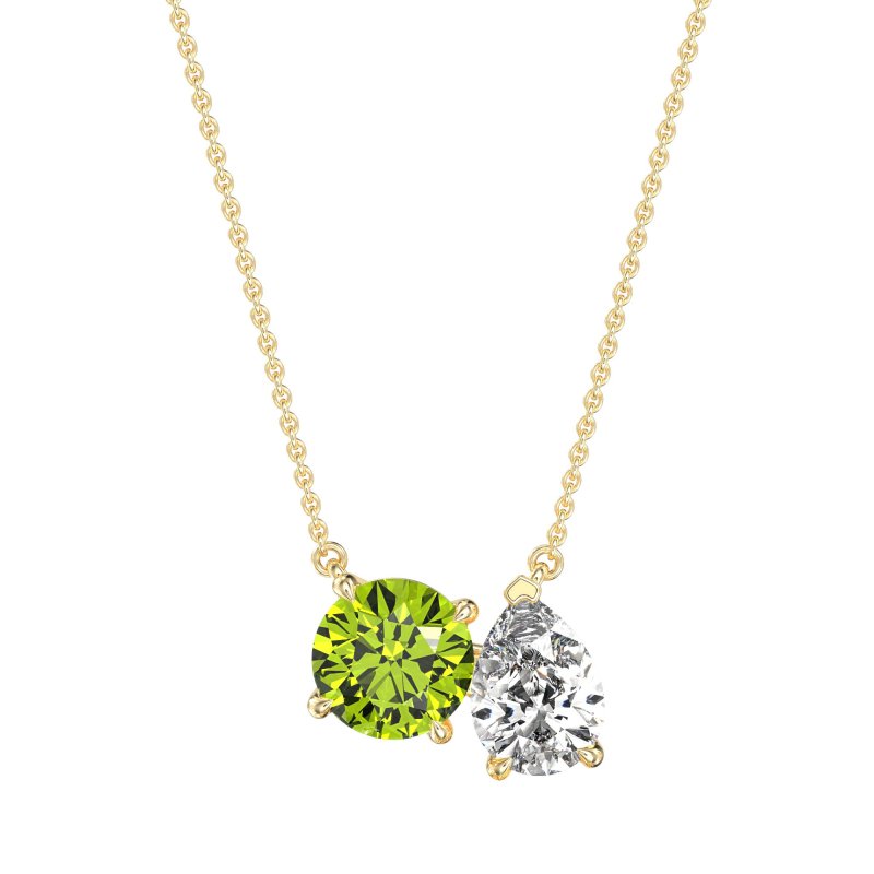 Round and Pear Toi et Moi Necklace