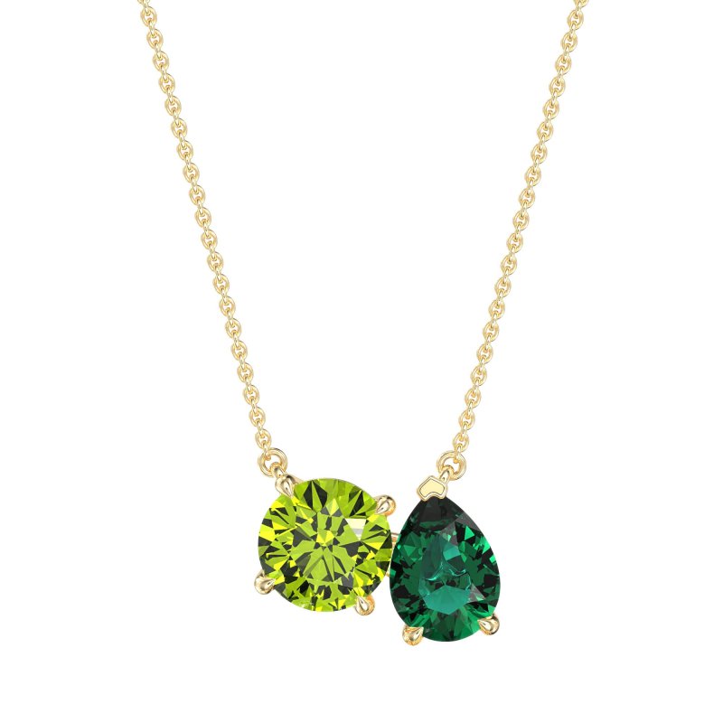 Round and Pear Toi et Moi Necklace