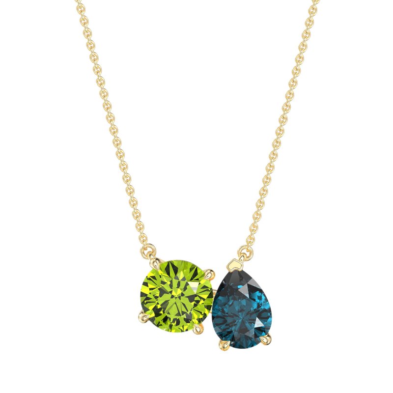 Round and Pear Toi et Moi Necklace