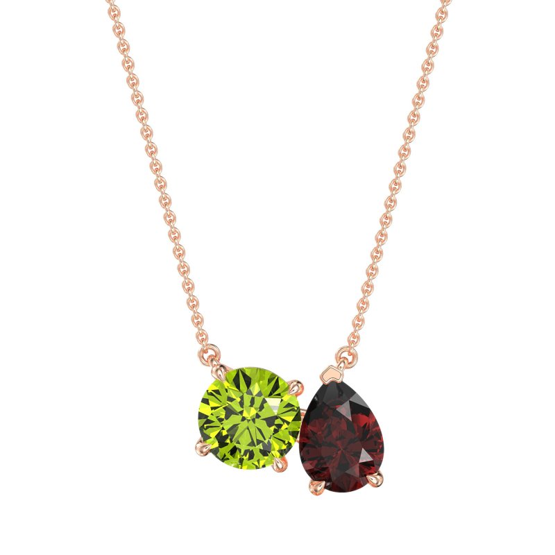 Round and Pear Toi et Moi Necklace