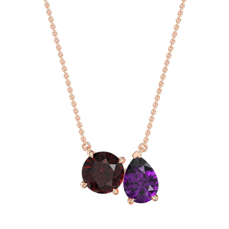 Round and Pear Toi et Moi Necklace