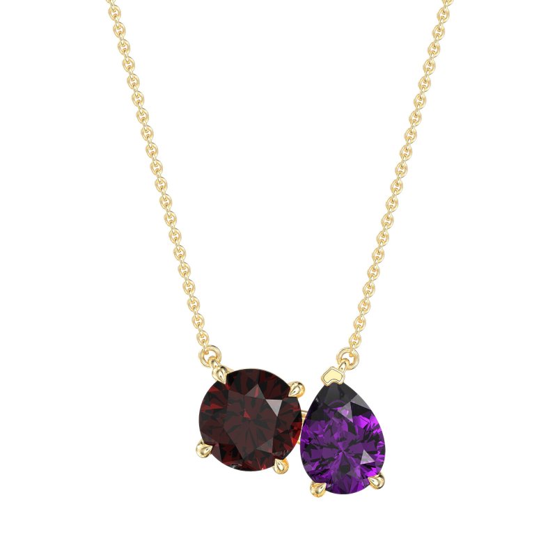 Round and Pear Toi et Moi Necklace