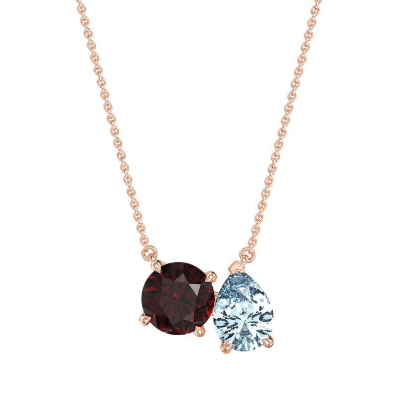 Round and Pear Toi et Moi Necklace