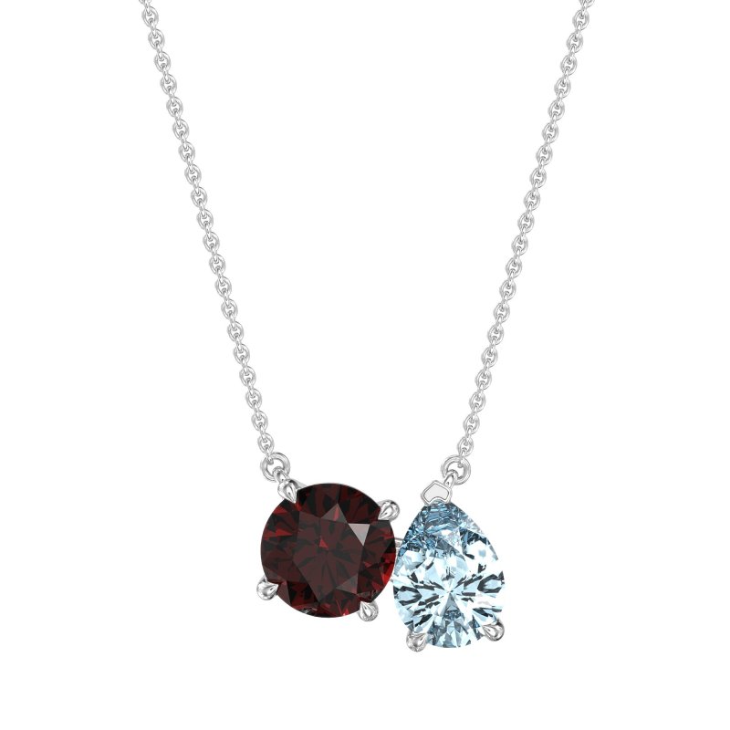 Round and Pear Toi et Moi Necklace