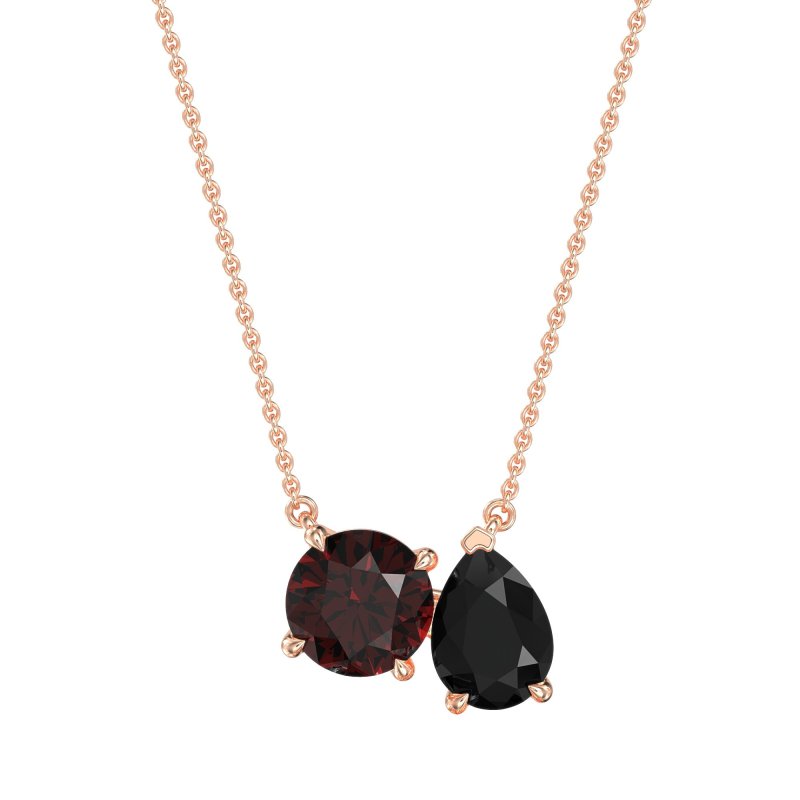 Round and Pear Toi et Moi Necklace