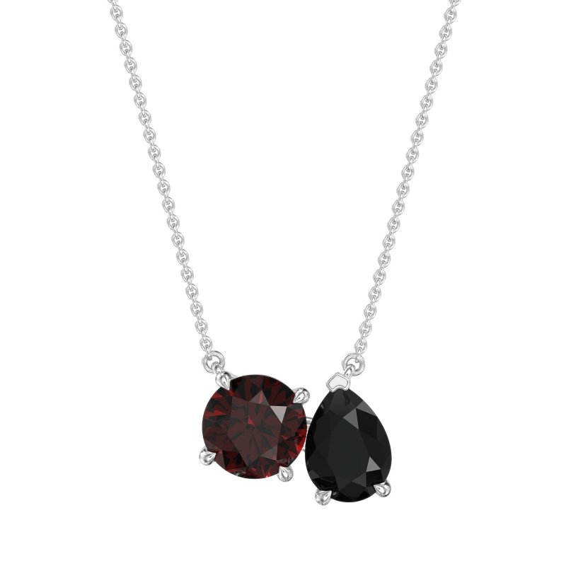 Round and Pear Toi et Moi Necklace
