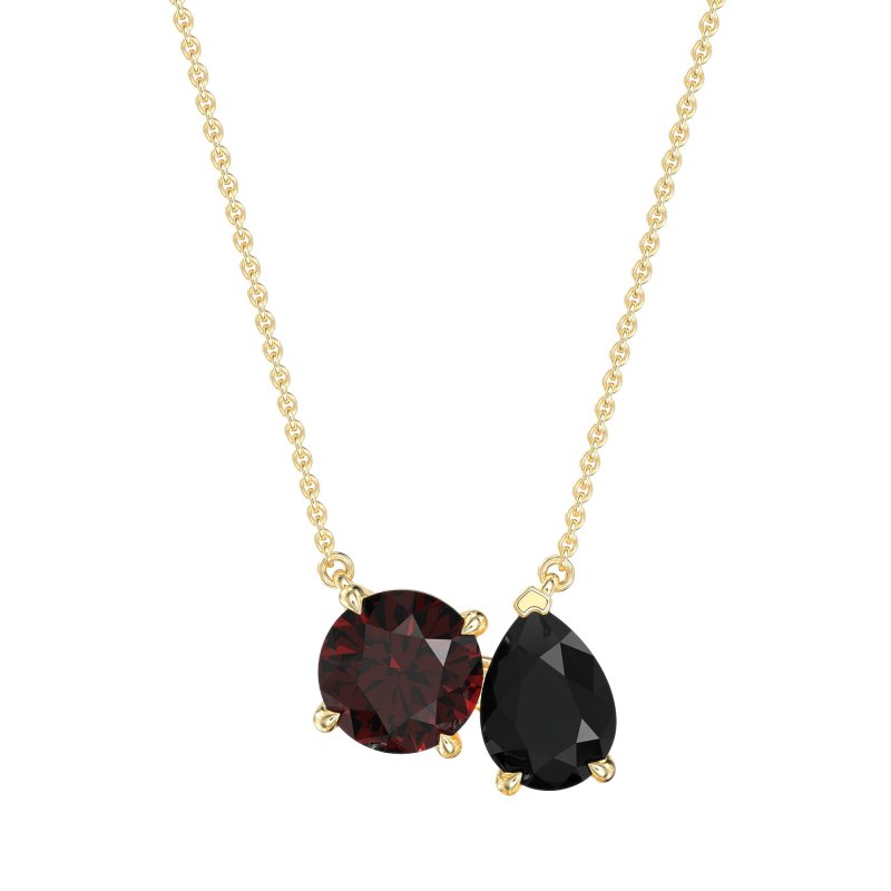 Round and Pear Toi et Moi Necklace