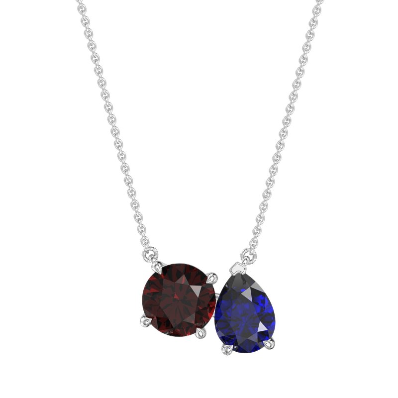 Round and Pear Toi et Moi Necklace