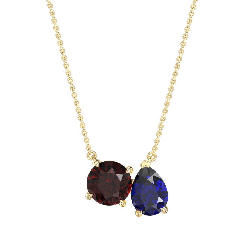 Round and Pear Toi et Moi Necklace
