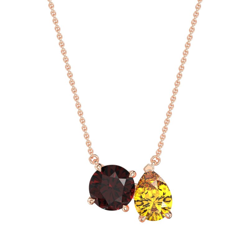 Round and Pear Toi et Moi Necklace