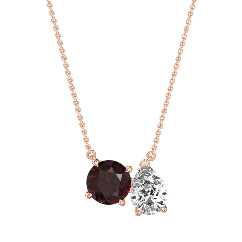 Round and Pear Toi et Moi Necklace