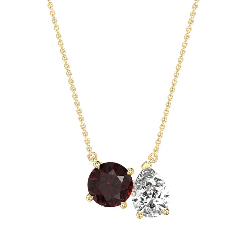 Round and Pear Toi et Moi Necklace