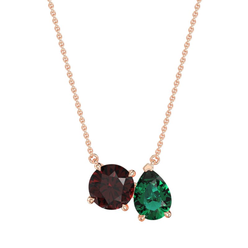 Round and Pear Toi et Moi Necklace