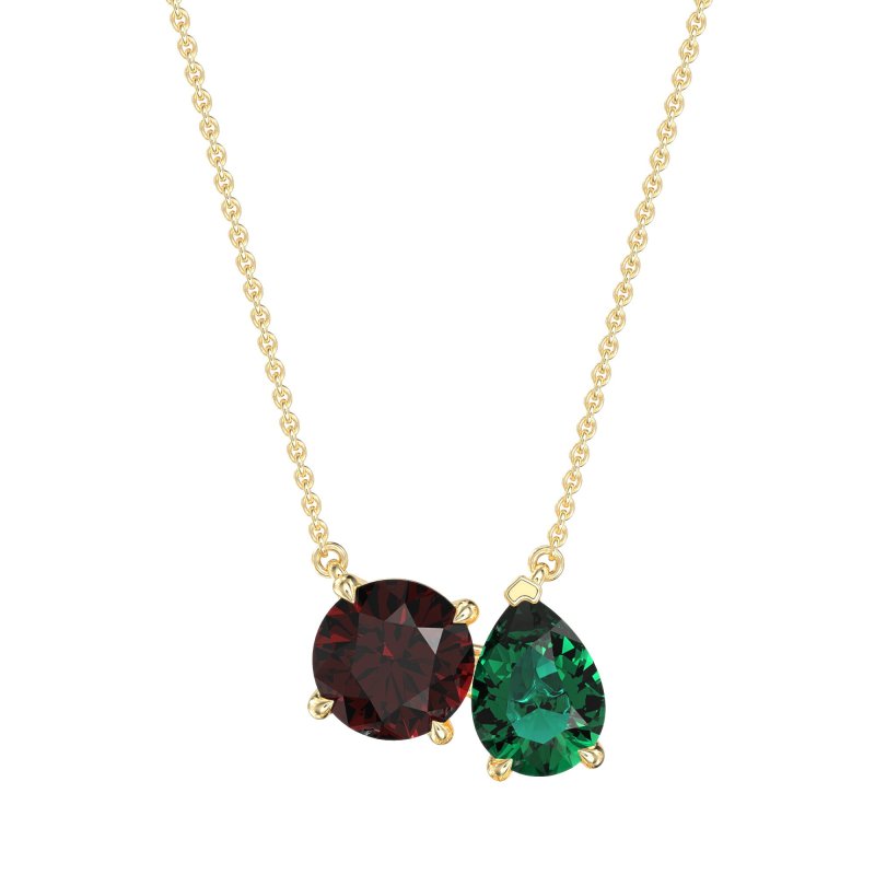Round and Pear Toi et Moi Necklace