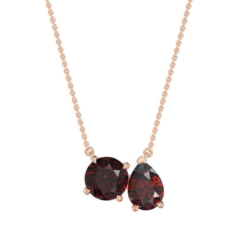 Round and Pear Toi et Moi Necklace