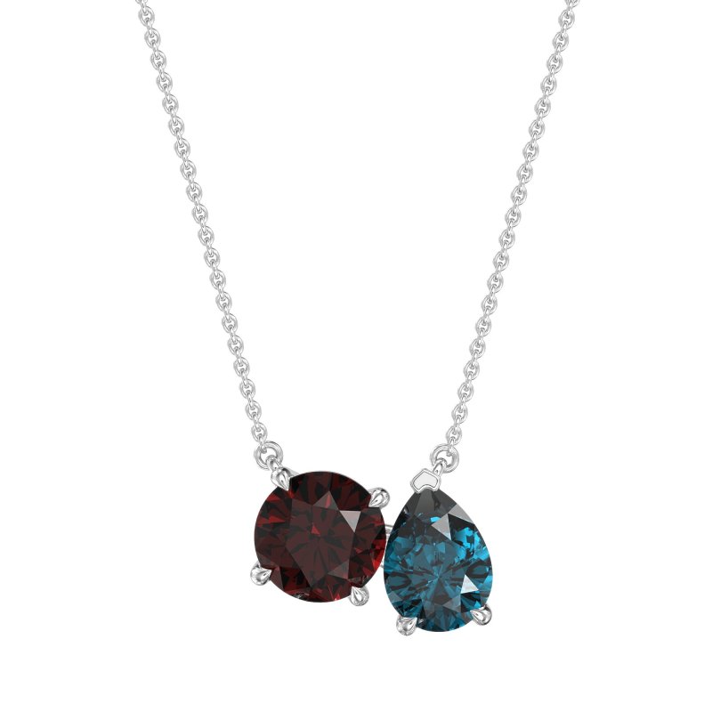 Round and Pear Toi et Moi Necklace