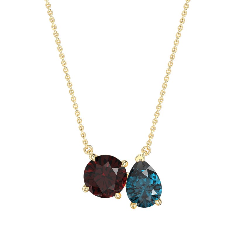 Round and Pear Toi et Moi Necklace