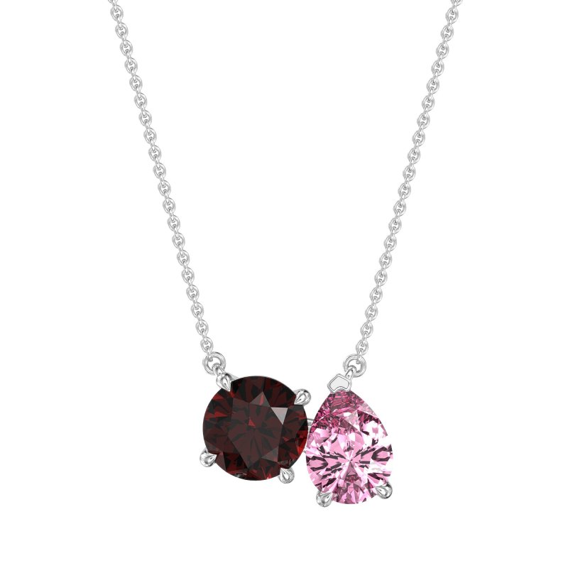Round and Pear Toi et Moi Necklace