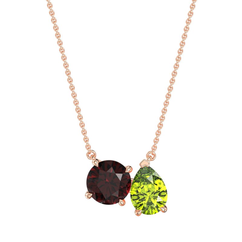 Round and Pear Toi et Moi Necklace