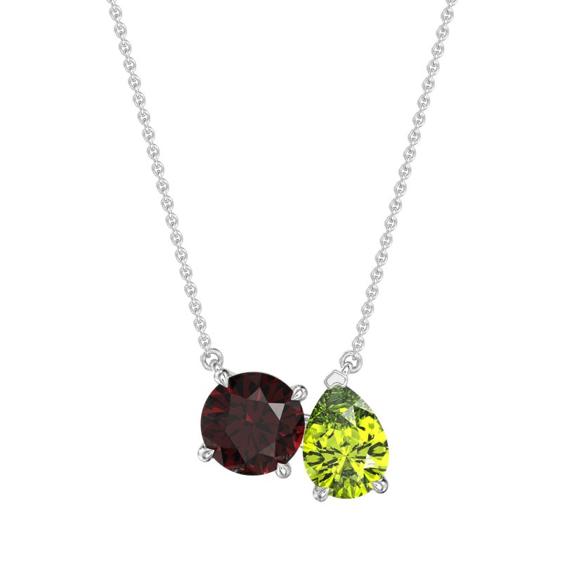 Round and Pear Toi et Moi Necklace