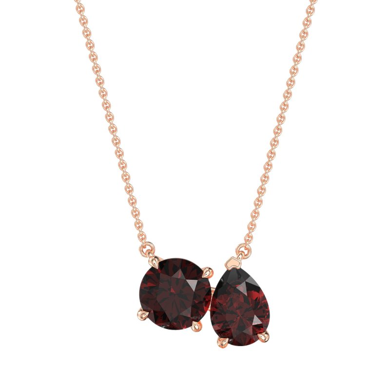 Round and Pear Toi et Moi Necklace