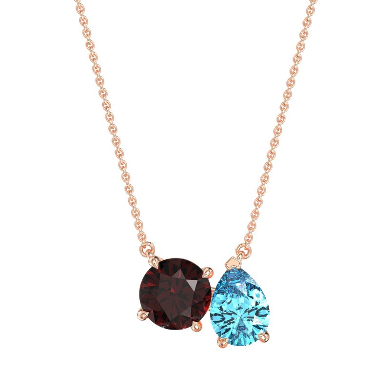 Round and Pear Toi et Moi Necklace