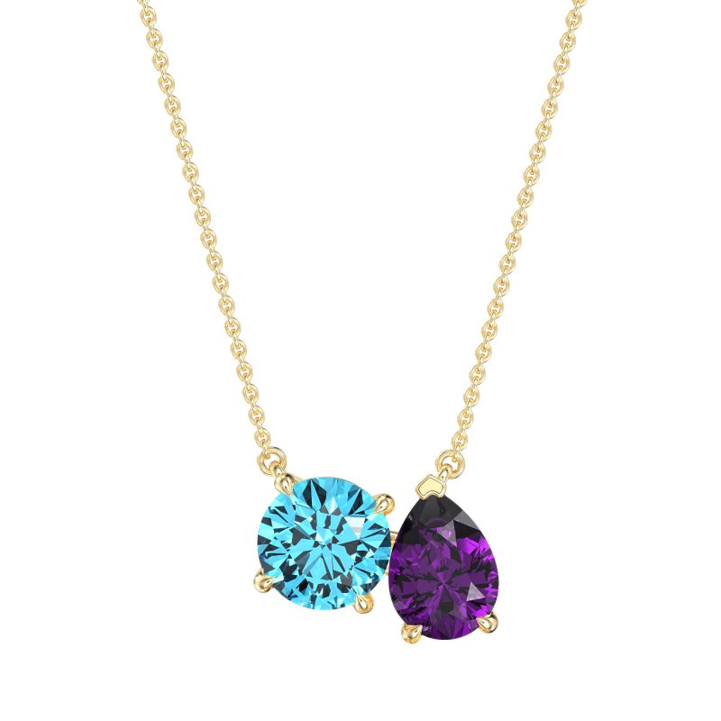 Round and Pear Toi et Moi Necklace