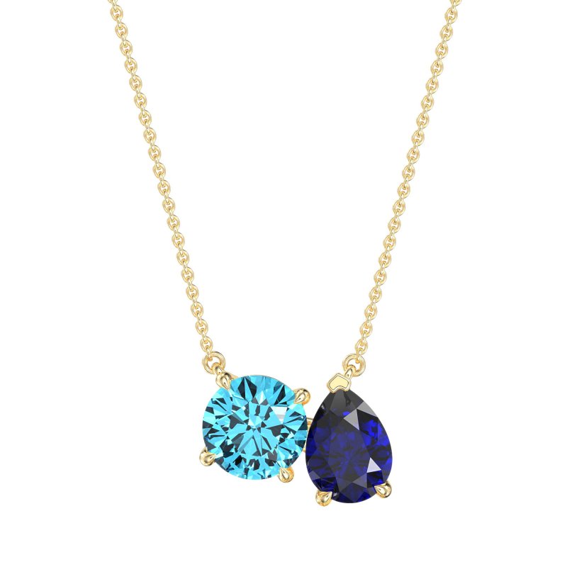 Round and Pear Toi et Moi Necklace