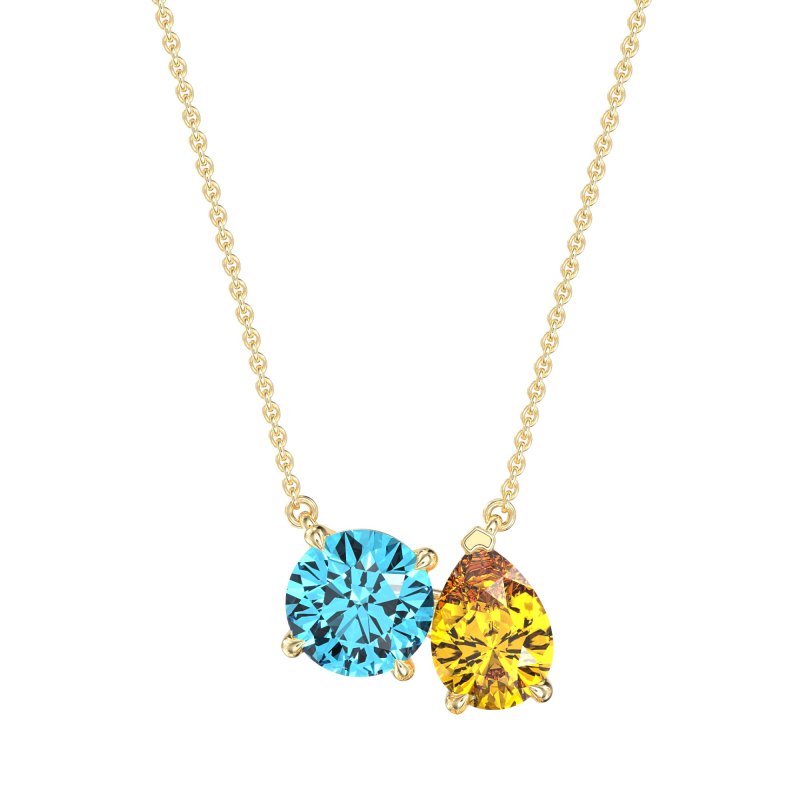 Round and Pear Toi et Moi Necklace