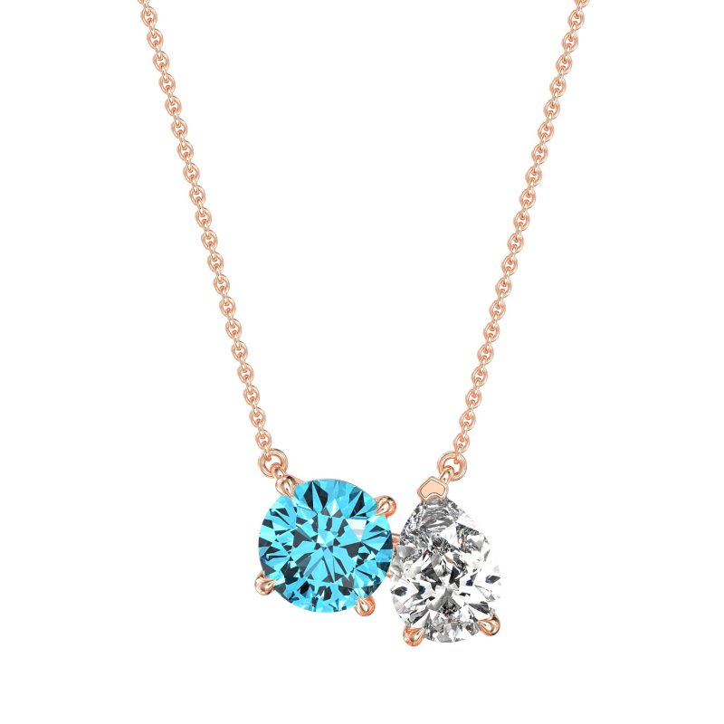 Round and Pear Toi et Moi Necklace
